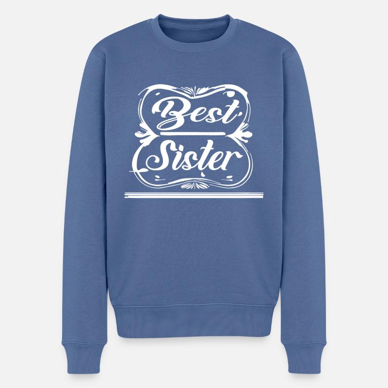 BESTE SCHWESTER - Männer Premium Bio Pullover - Taubenblau