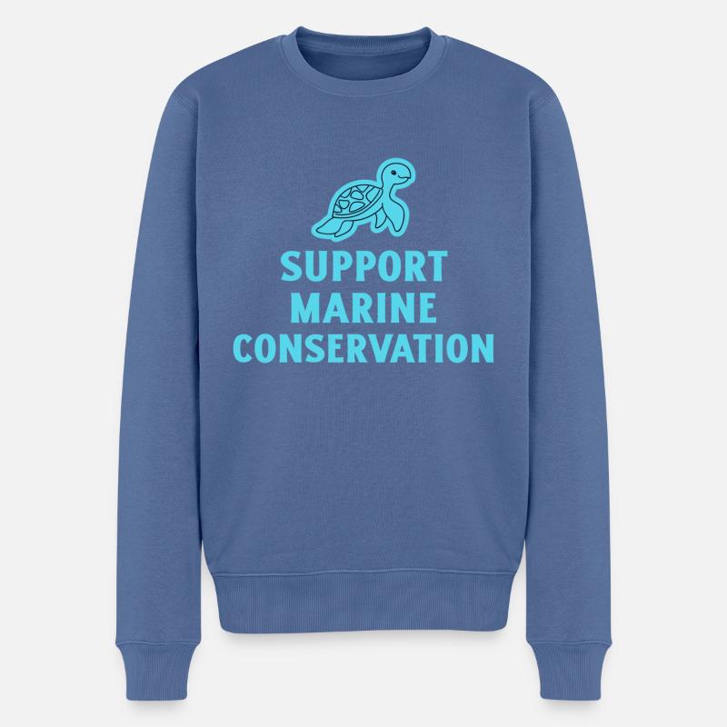 Conservation marine. - Pull Premium bio Homme - bleu pigeon