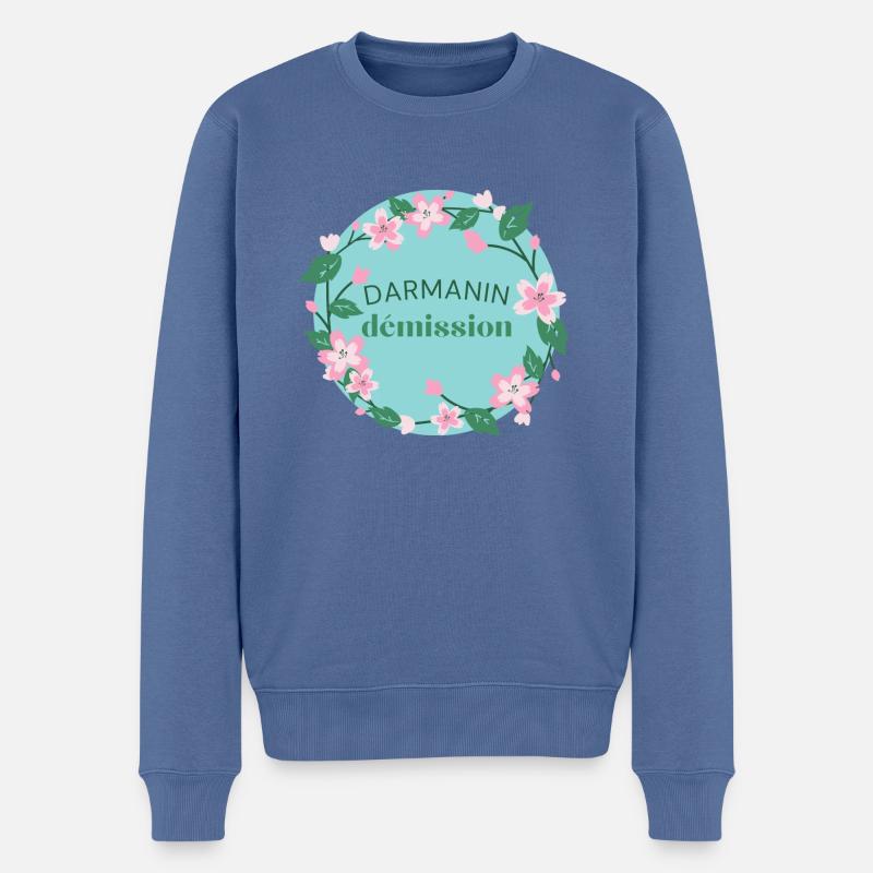 Darmanin Démission - Pull Premium bio Homme - bleu pigeon
