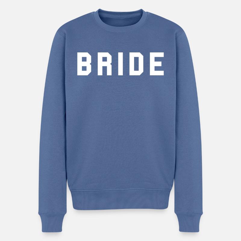 BRIDE College Design Blanc - Pull Premium bio Homme - bleu pigeon