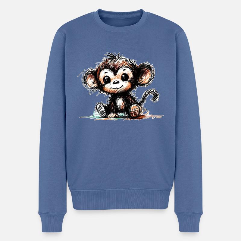 Äffchen - Männer Premium Bio Pullover - Taubenblau