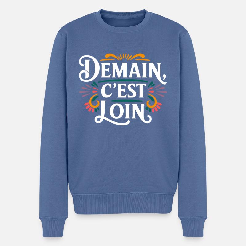 Demain c'est loin - Pull Premium bio Homme - bleu pigeon
