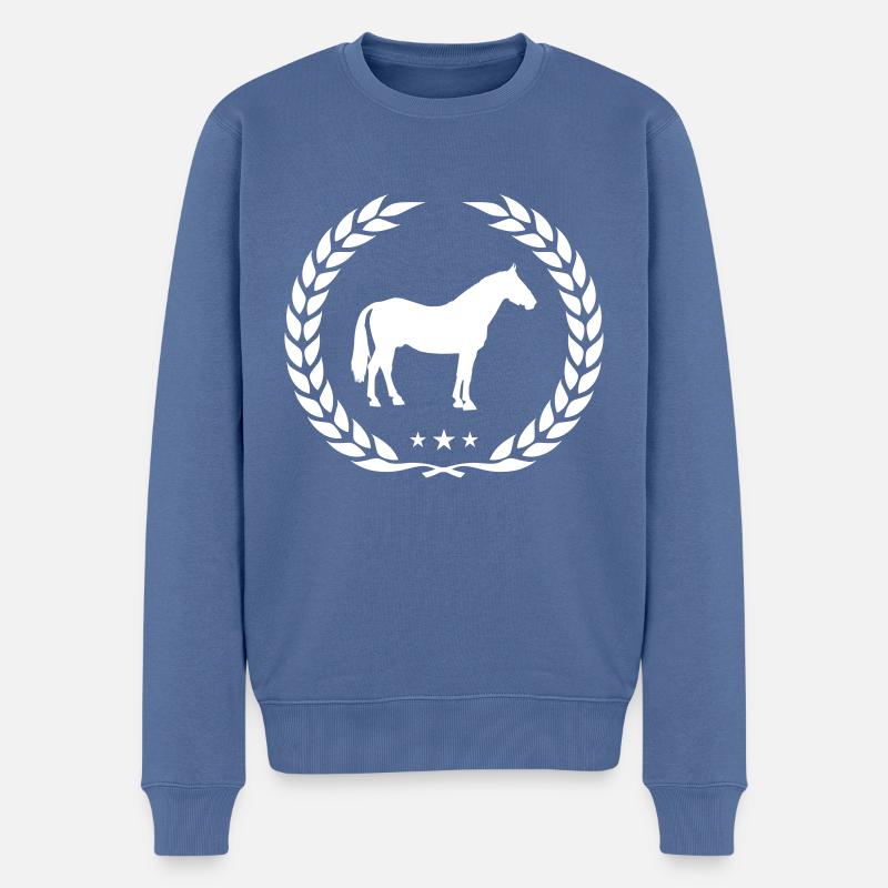 pferd silhouette - Männer Premium Bio Pullover - Taubenblau