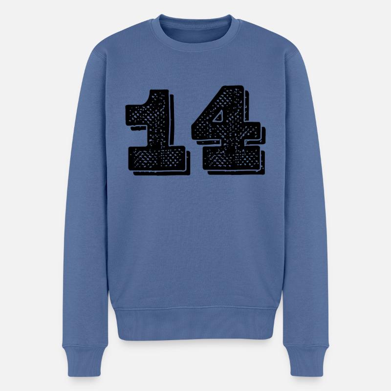 Numéro 14 - 14ème anniversaire - Pull Premium bio Homme - bleu pigeon