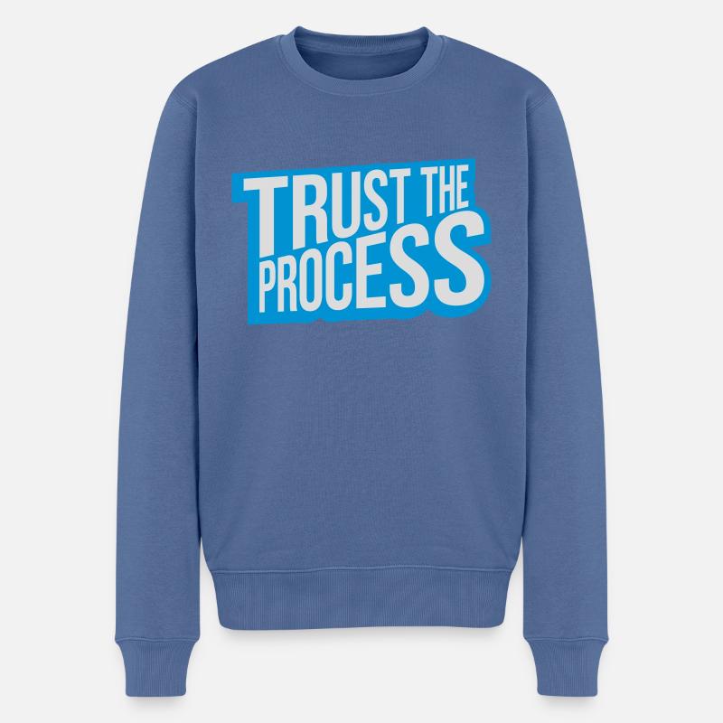 faire confiance au processus Devis - Pull Premium bio Homme - bleu pigeon