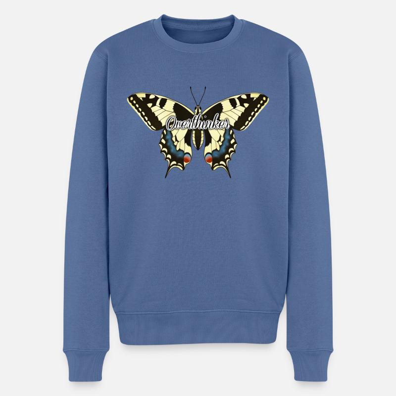 Overthinker Schmetterling - Männer Premium Bio Pullover - Taubenblau