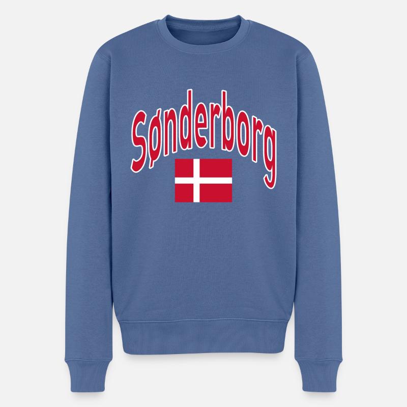 Sønderborg dänemark flagge - Männer Premium Bio Pullover - Taubenblau