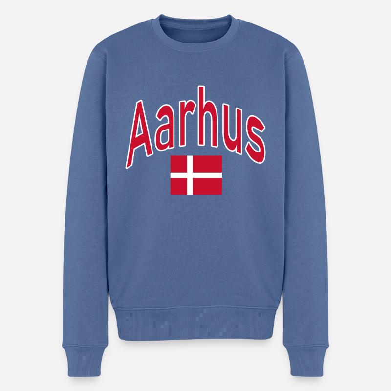 Drapeau d’Aarhus Danemark - Pull Premium bio Homme - bleu pigeon