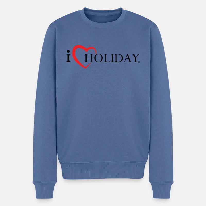 i love Holiday - Männer Premium Bio Pullover - Taubenblau
