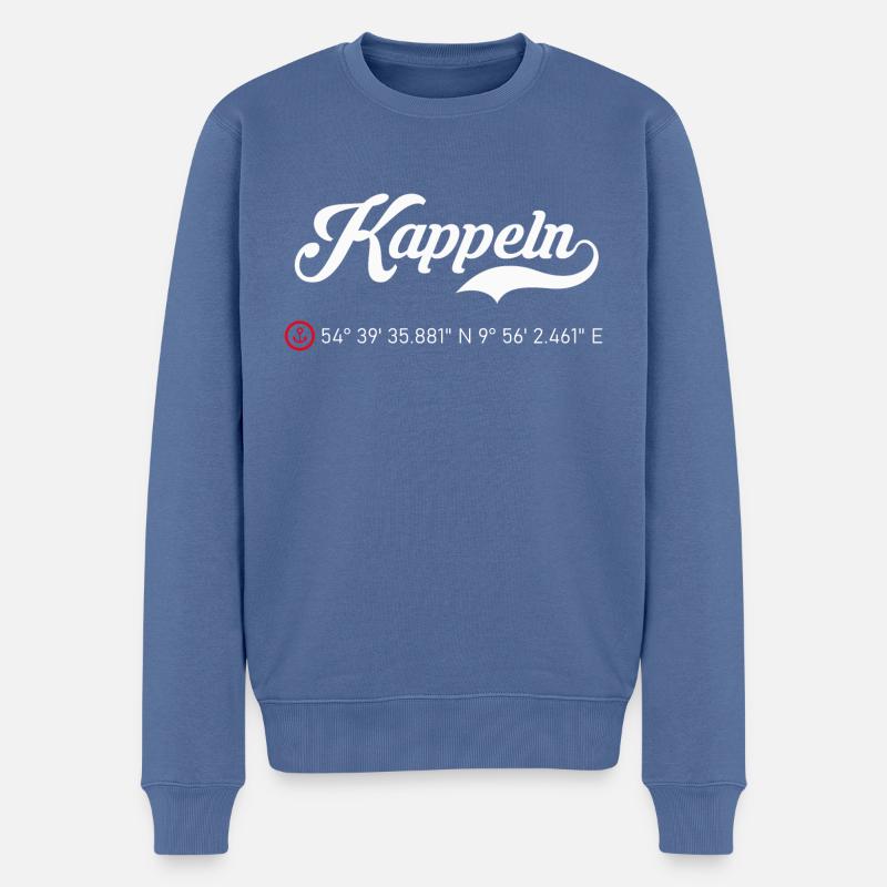 Kappeln Koordinaten - Männer Premium Bio Pullover - Taubenblau