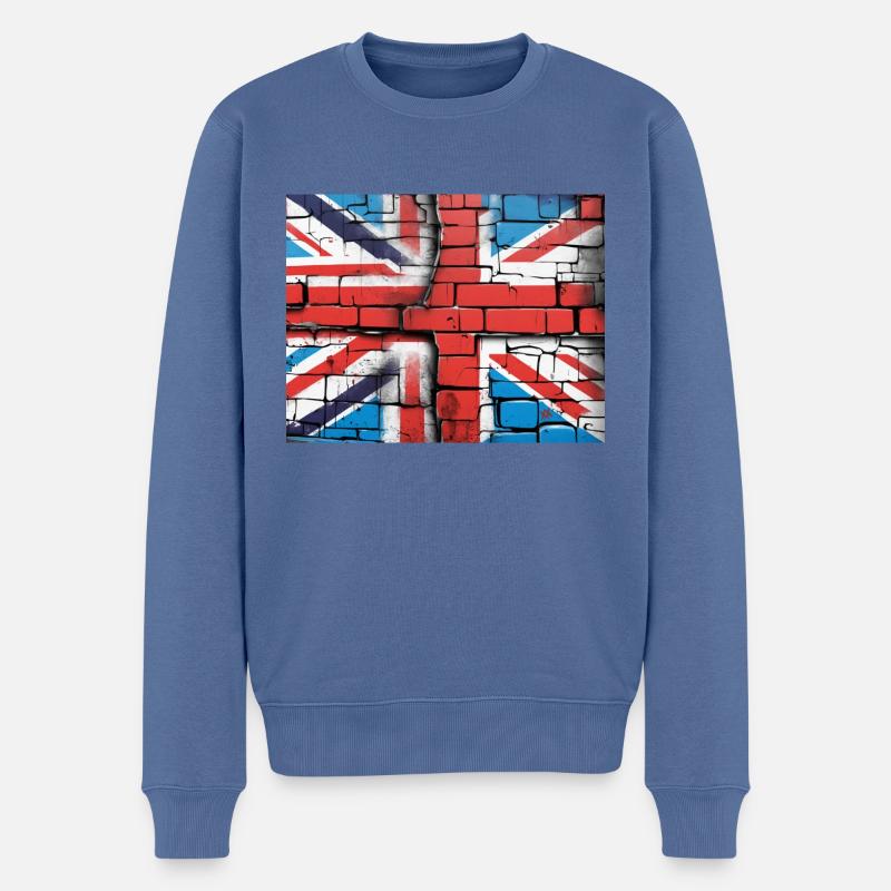 Britische Flagge Graffiti Kunst - Männer Premium Bio Pullover - Taubenblau