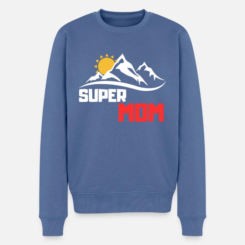 Super Mama - Männer Premium Bio Pullover - Taubenblau