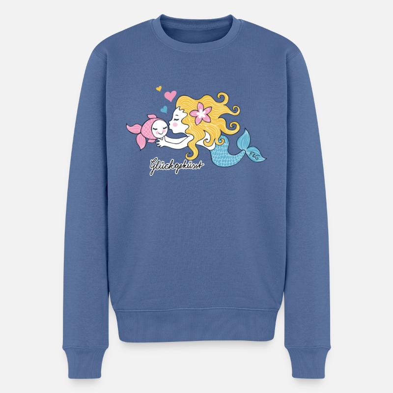 Glückgeküsst - Männer Premium Bio Pullover - Taubenblau