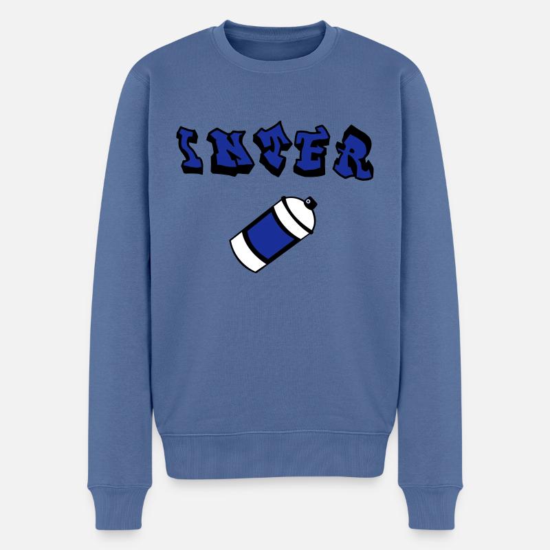 inter graffiti - Pull Premium bio Homme - bleu pigeon