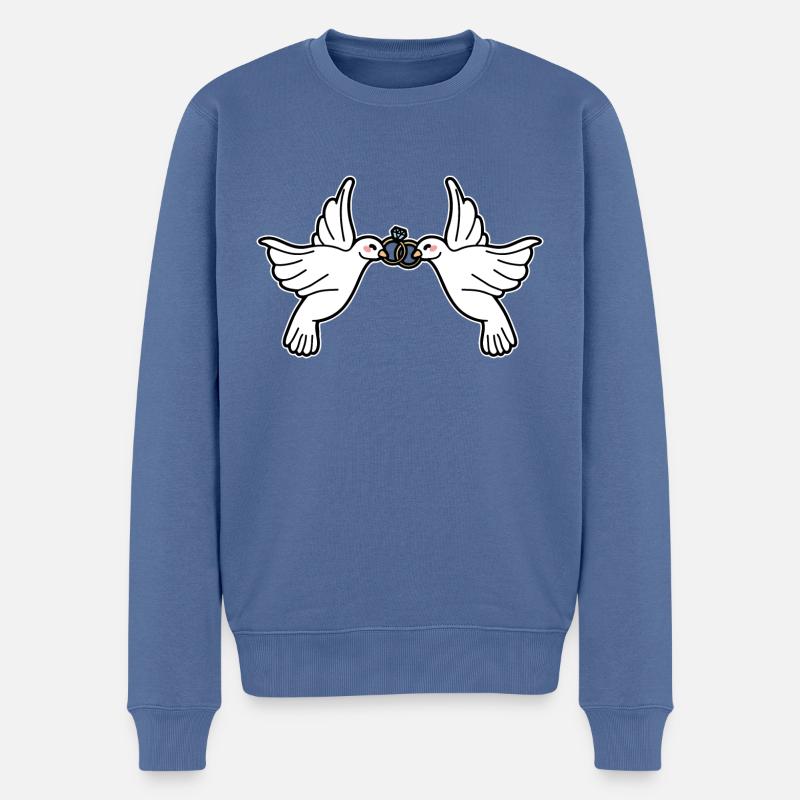 Hochzeit Tauben - Männer Premium Bio Pullover - Taubenblau