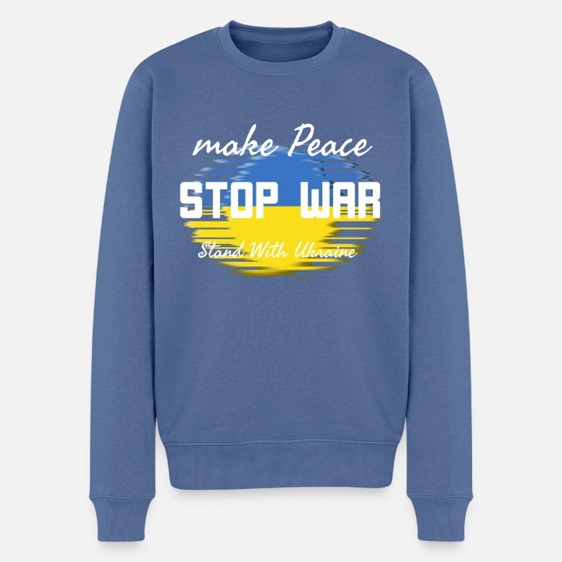 Make peace Stop War - Pull Premium bio Homme - bleu pigeon