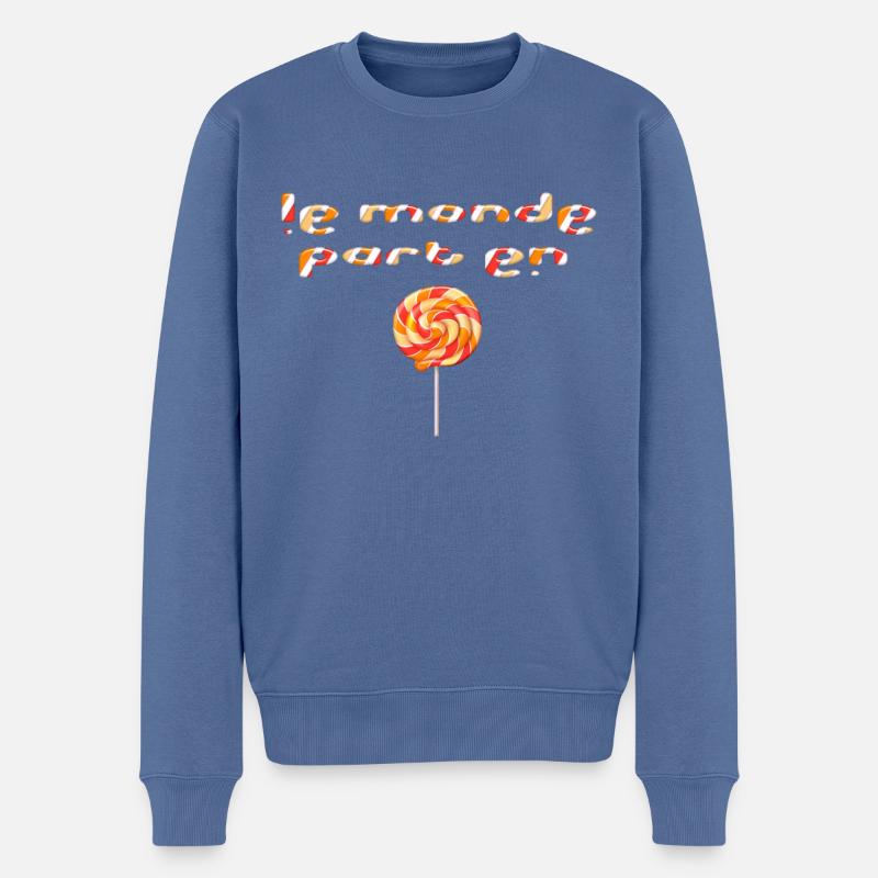 Die Welt geht zum Lutscher - Männer Premium Bio Pullover - Taubenblau