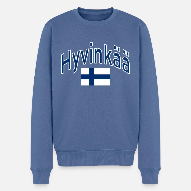 Hyvinkää finnland flagge - Männer Premium Bio Pullover - Taubenblau