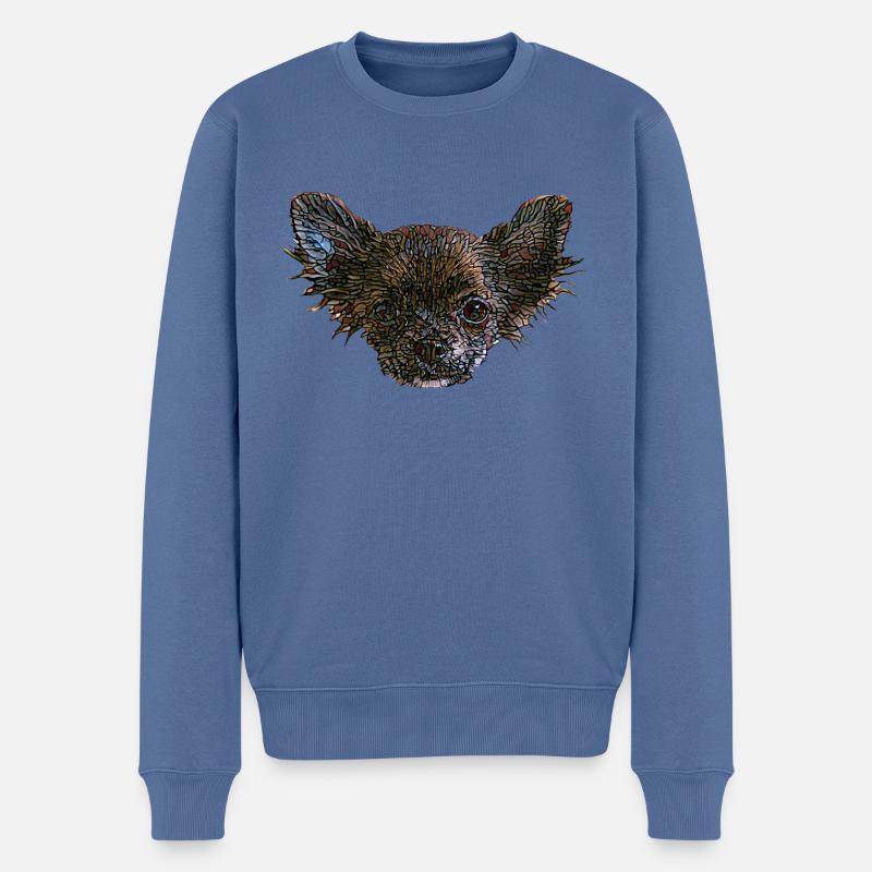 Chihuahua Gesicht - Männer Premium Bio Pullover - Taubenblau