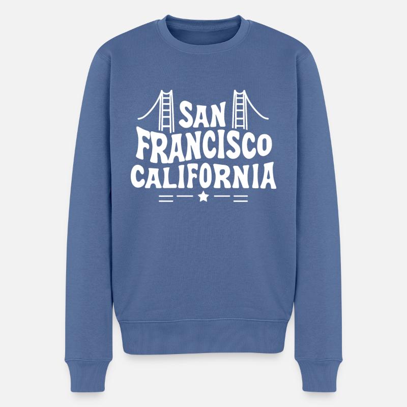 San Francisco California - Pull Premium bio Homme - bleu pigeon