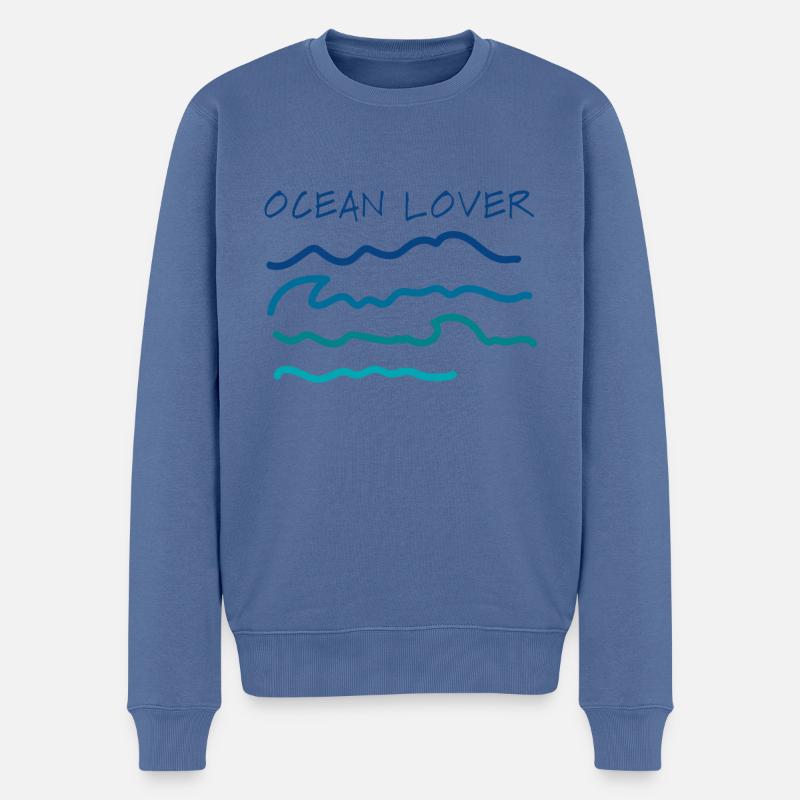 Ocean lover - Männer Premium Bio Pullover - Taubenblau
