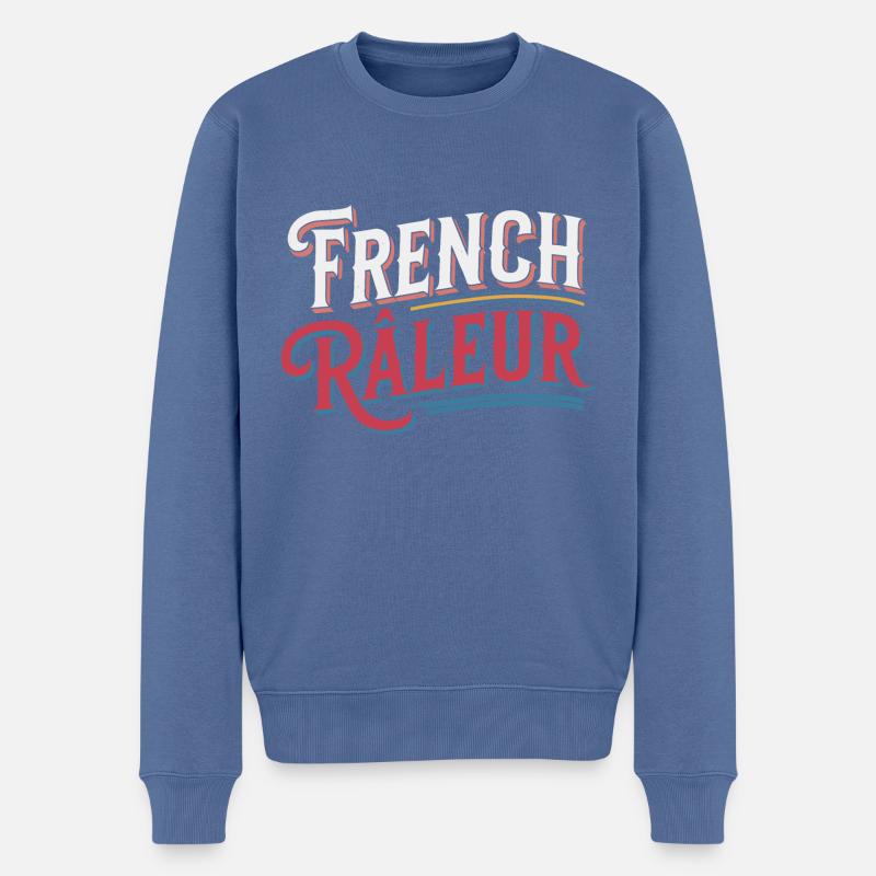 French râleur - Pull Premium bio Homme - bleu pigeon