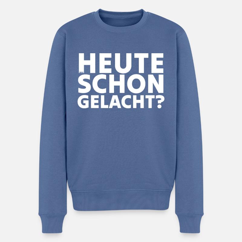 Heute schon gelacht? - Männer Premium Bio Pullover - Taubenblau