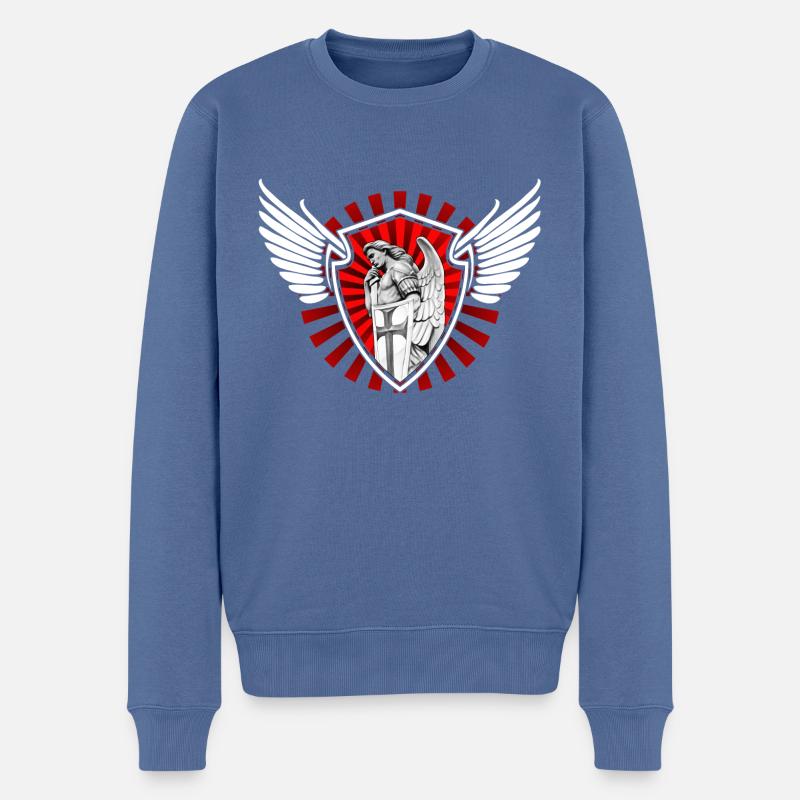 Schutzengel - Männer Premium Bio Pullover - Taubenblau