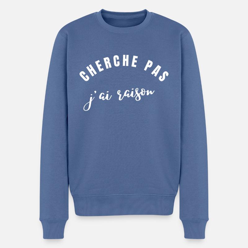 cherche pas j'ai raison - Pull Premium bio Homme - bleu pigeon