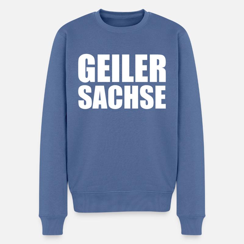 Geiler Sachse Erzgebirge - Männer Premium Bio Pullover - Taubenblau