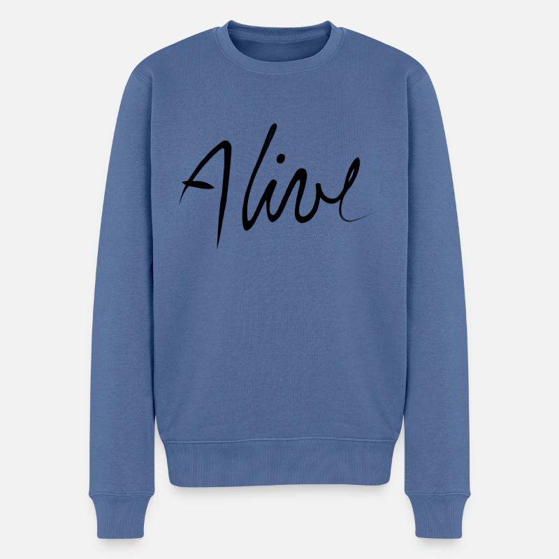 Lebendig - Männer Premium Bio Pullover - Taubenblau