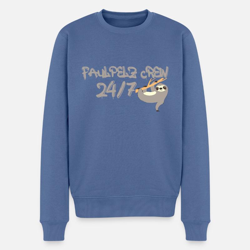 Faulpelz Crew 24/7 - Männer Premium Bio Pullover - Taubenblau