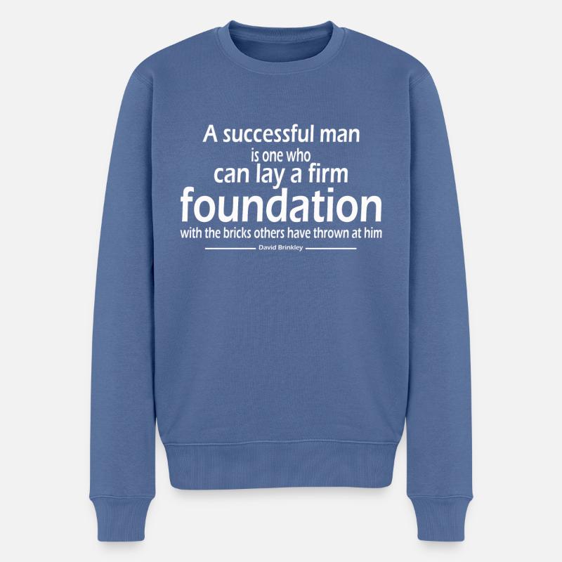 Ein erfolgreicher Mann ein festes Fundament David Brinkley - Männer Premium Bio Pullover - Taubenblau