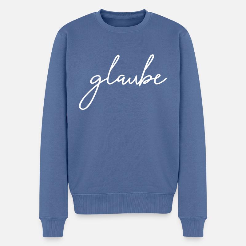 glaube - an dich - Männer Premium Bio Pullover - Taubenblau