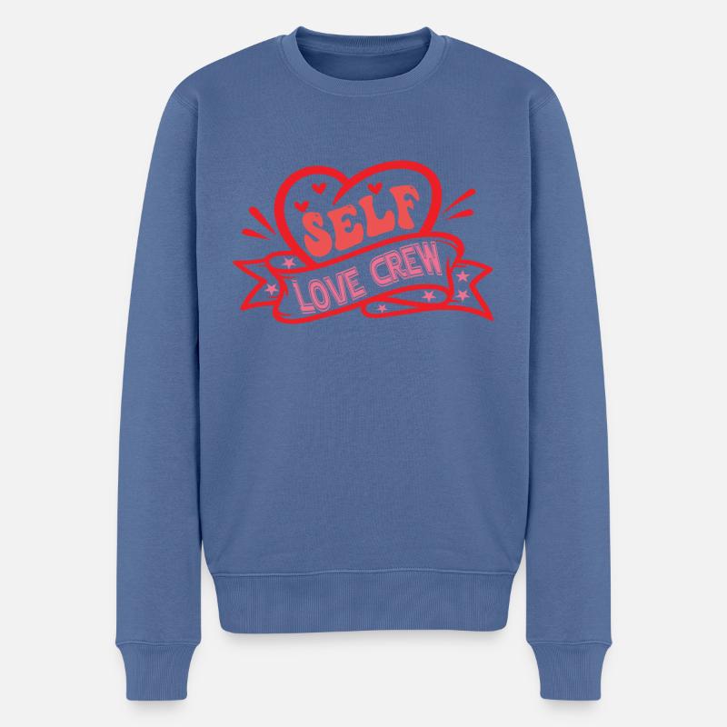 Self Love Crew - Männer Premium Bio Pullover - Taubenblau