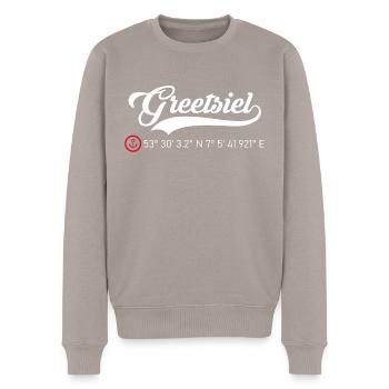 Greetsiel Koordinaten - Männer Premium Bio Pullover - Taupe - Vorne - Nico (187cm)