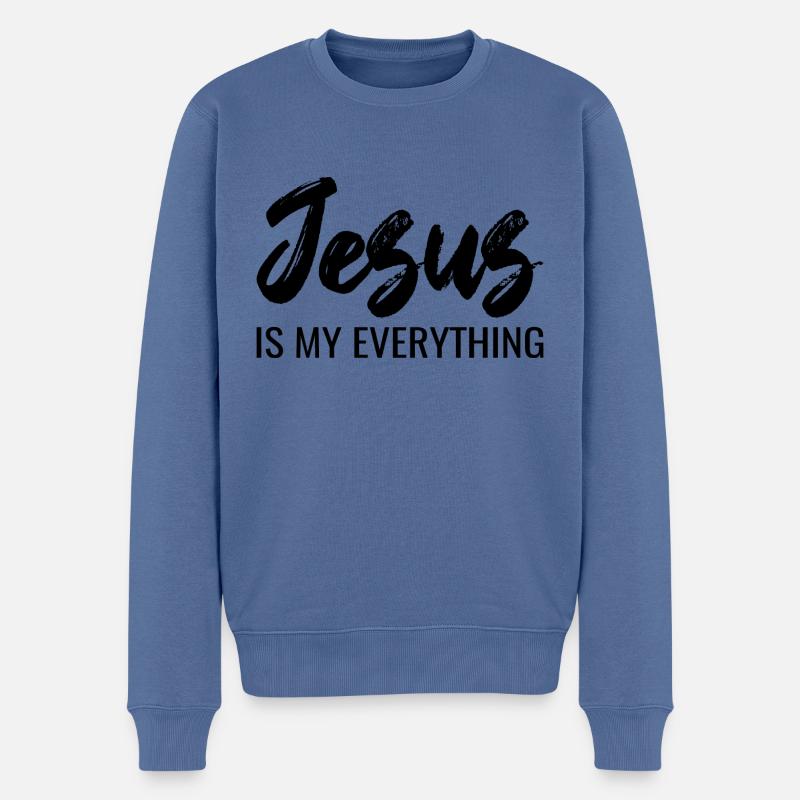 Jesus christliches Geschenk Sprüche - Männer Premium Bio Pullover - Taubenblau