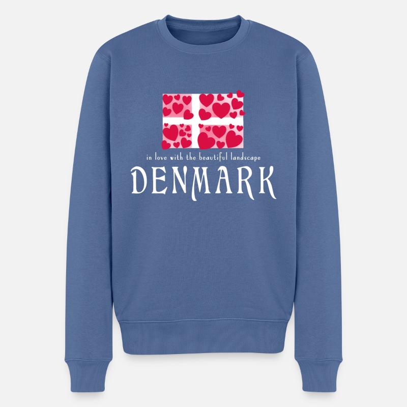 Denmark Dänemark Danmark - Männer Premium Bio Pullover - Taubenblau