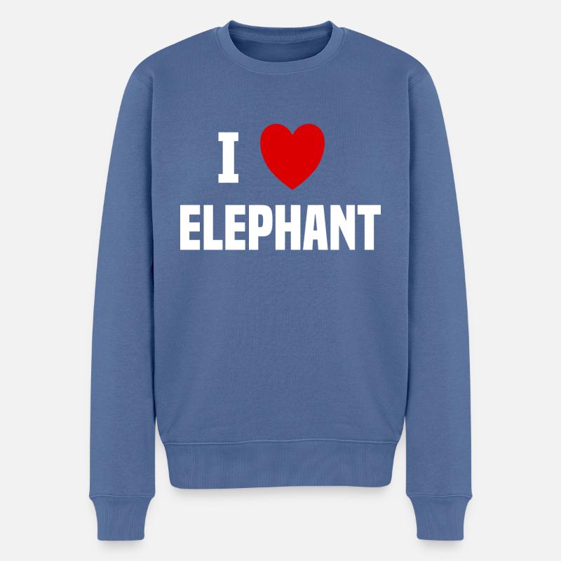 Ich liebe Elephant - Männer Premium Bio Pullover - Taubenblau