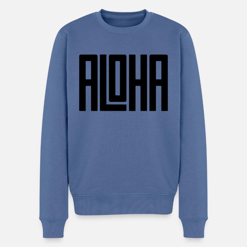 Aloha Typografie Kunst - Männer Premium Bio Pullover - Taubenblau