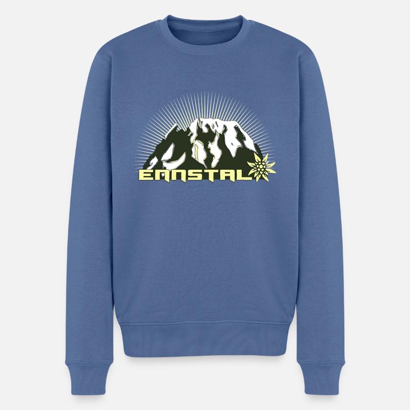 Ennstal - Steiermark - Grimming - Männer Premium Bio Pullover - Taubenblau