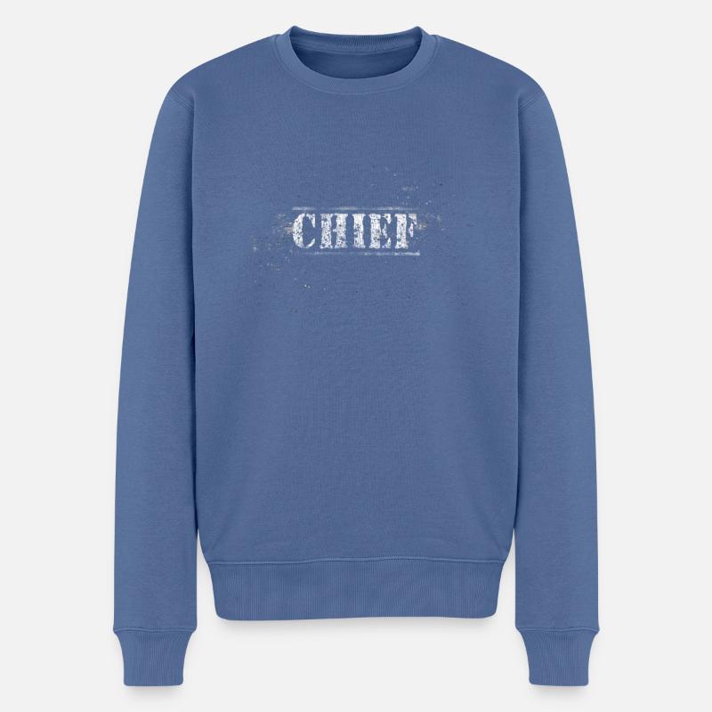 Chief - Männer Premium Bio Pullover - Taubenblau