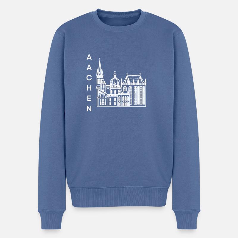 Ville d’Aix-la-Chapelle, Dom, Lineart - Pull Premium bio Homme - bleu pigeon