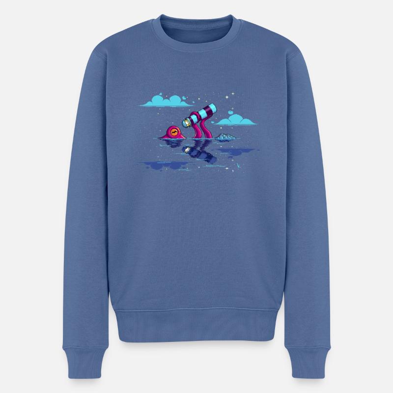 Octocurious by night - Pull Premium bio Homme - bleu pigeon