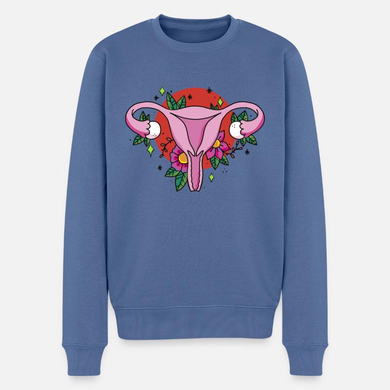 Vulva Design - Männer Premium Bio Pullover - Taubenblau