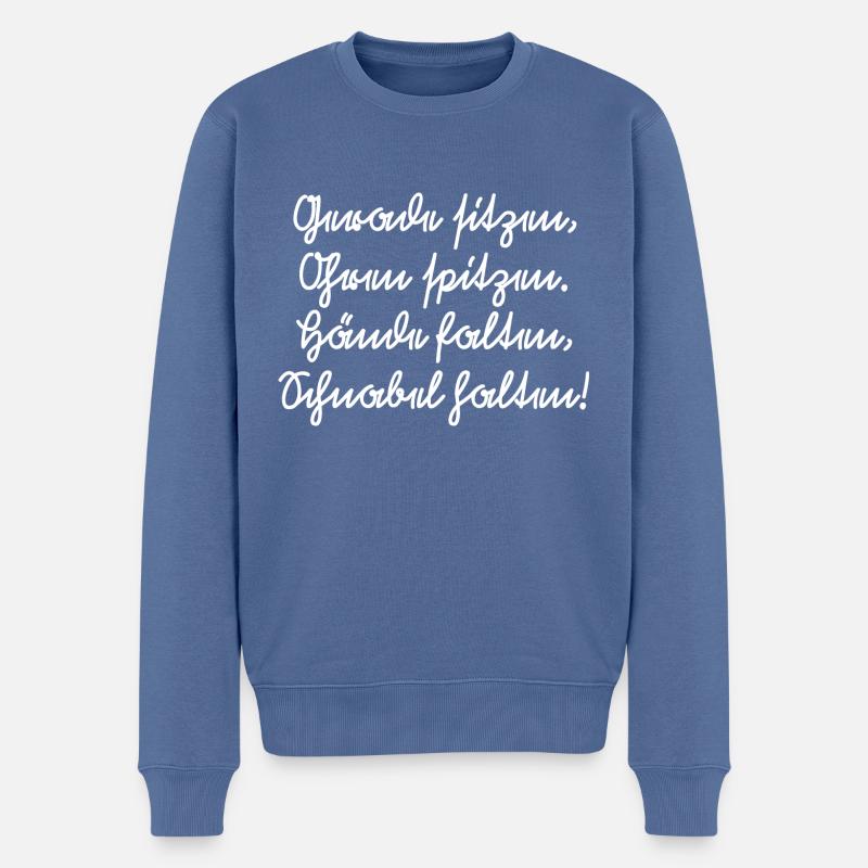 Class rules for the school in German script - Men's Premium Organic Jumper - stone blue