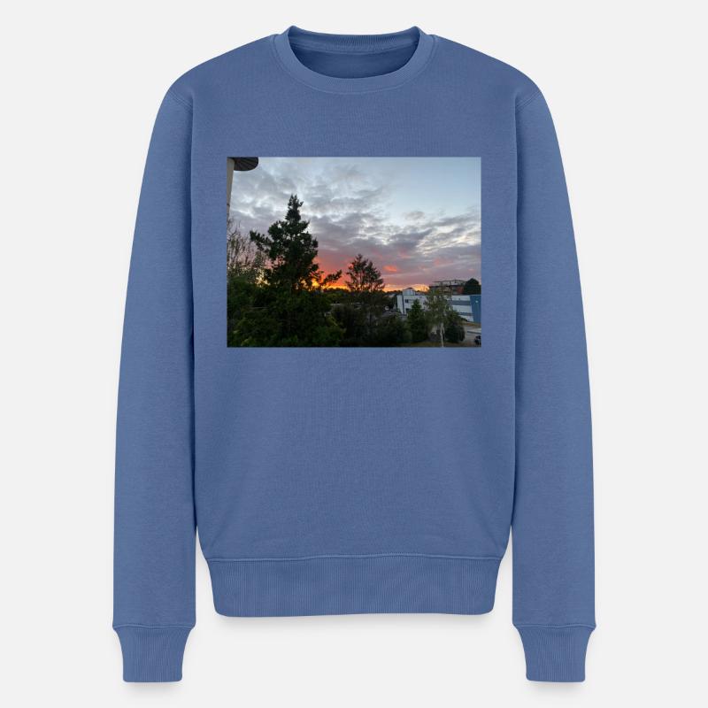 Sonnenuntergang - Männer Premium Bio Pullover - Taubenblau