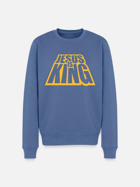 jesus is king quote - Men's Premium Organic Jumper - stone blue