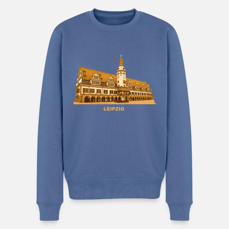 Leipzig Altes Rathaus Messestadt Sachsen - Männer Premium Bio Pullover - Taubenblau
