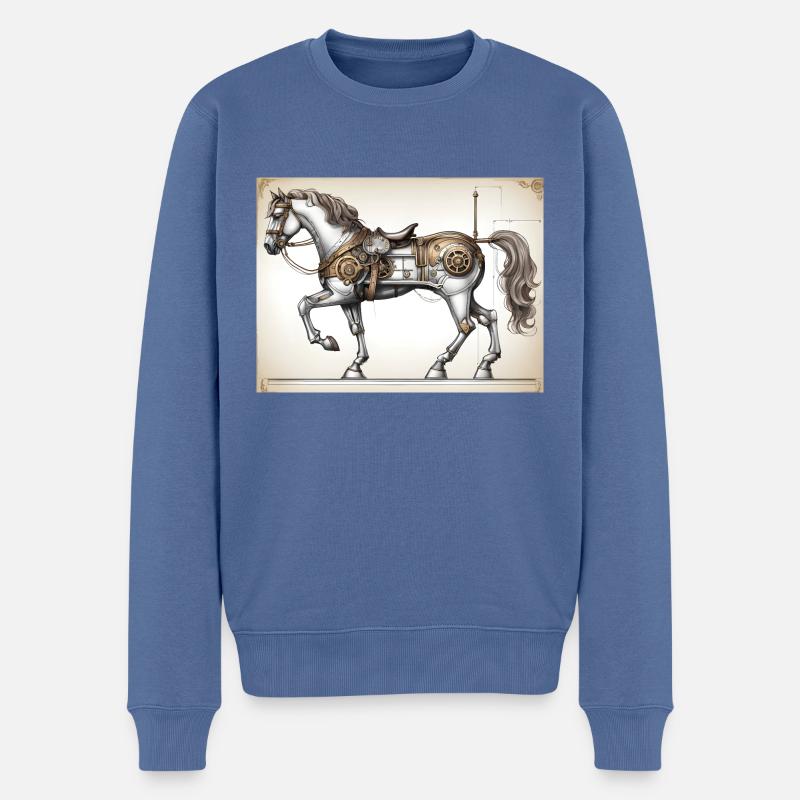 Cheval Mécanique #2 - Pull Premium bio Homme - bleu pigeon